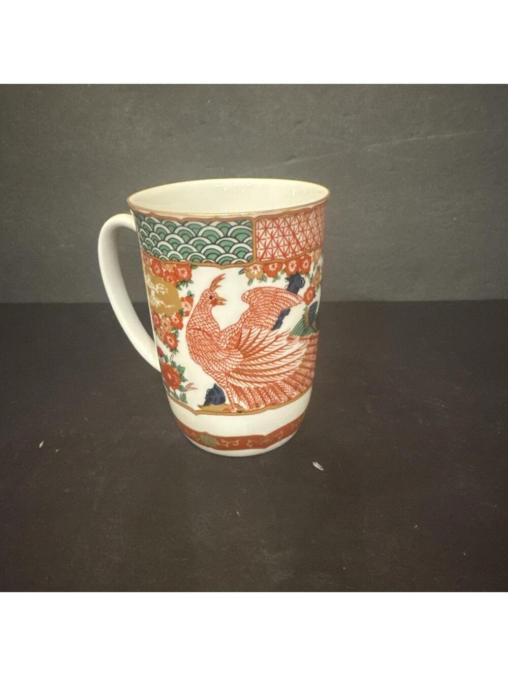 Arita Imari Peacock Mug 16954 4 1/8” High